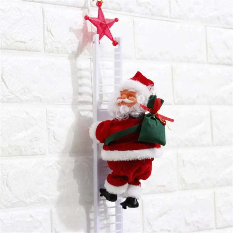 2024 Christmas Ornaments Gift Electric Climbing Ladder Music Santa Claus Doll Toys Decoration Merry Christmas Tree Hanging Decor