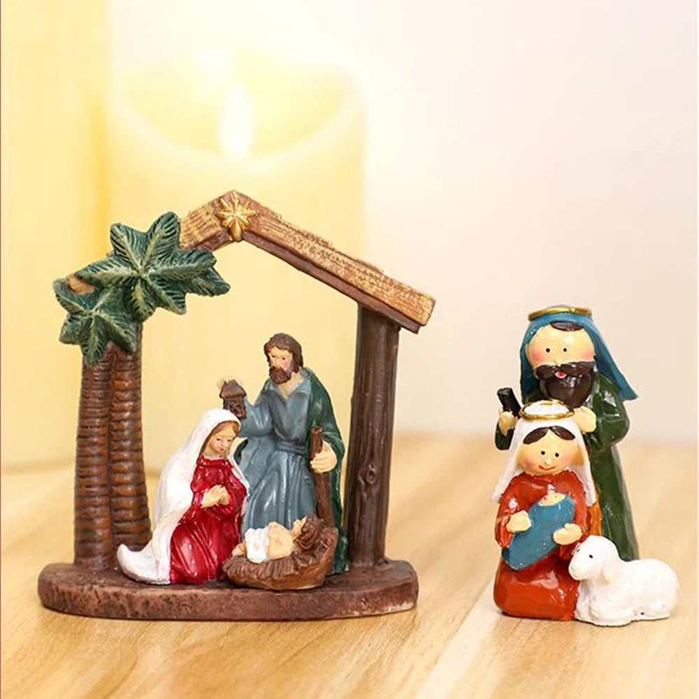 Classic Holy Family Figurine Statue Holy Family Jesus Christ Figurine Nativity Sets Resin Figurine Christmas Table Decoration