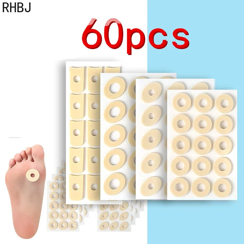 RHBJ 60pcs= 4Sheet Latex Foot Patch for Preventing Calluses Foot Friction Specific Areas The Soles Tops of Feet for Men Women