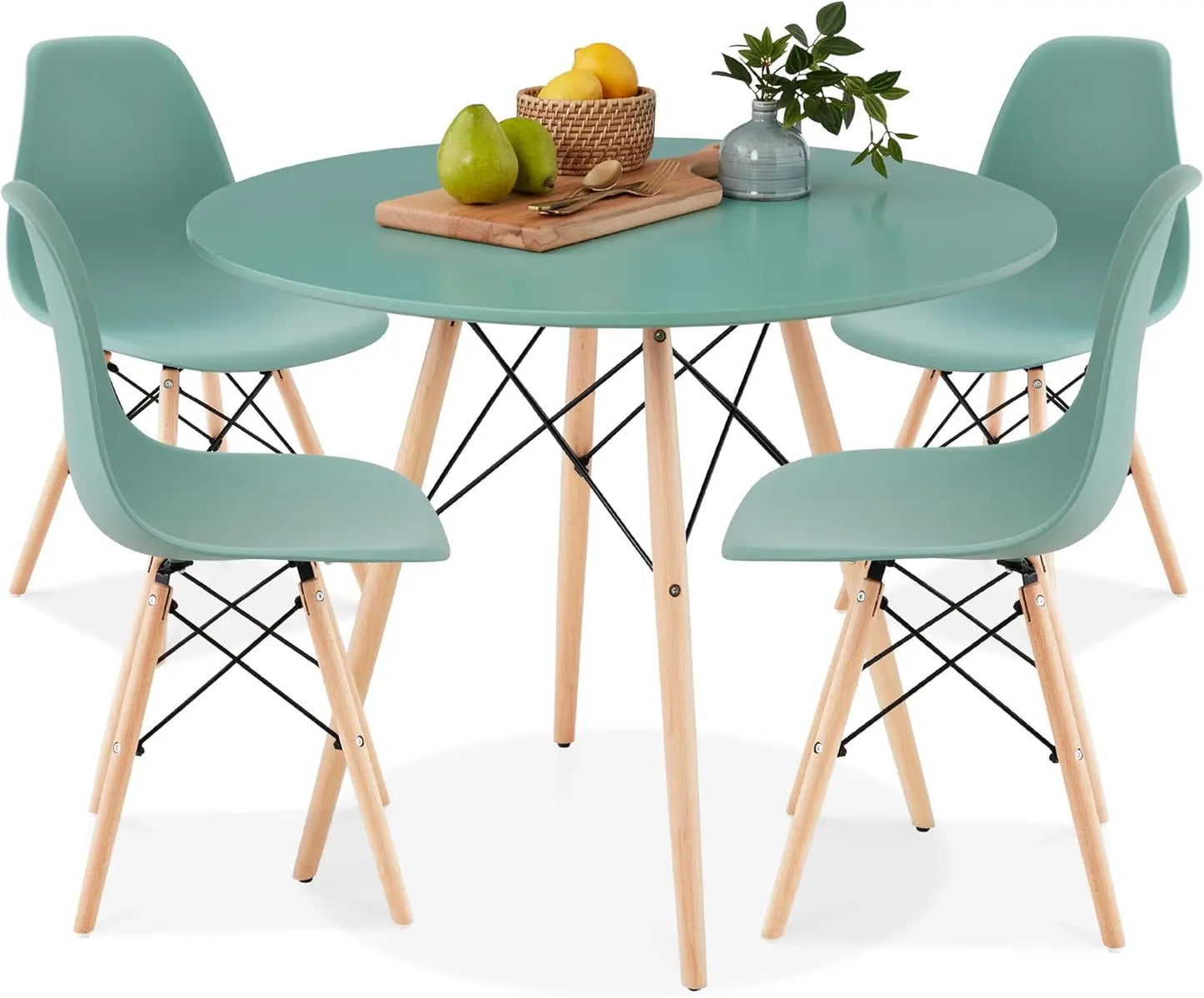 5-Piece Dining Set, Compact Mid-Century Modern Table & Chair Set for Home, w/ 4 Chairs, Suitable for dining rooms living rooms