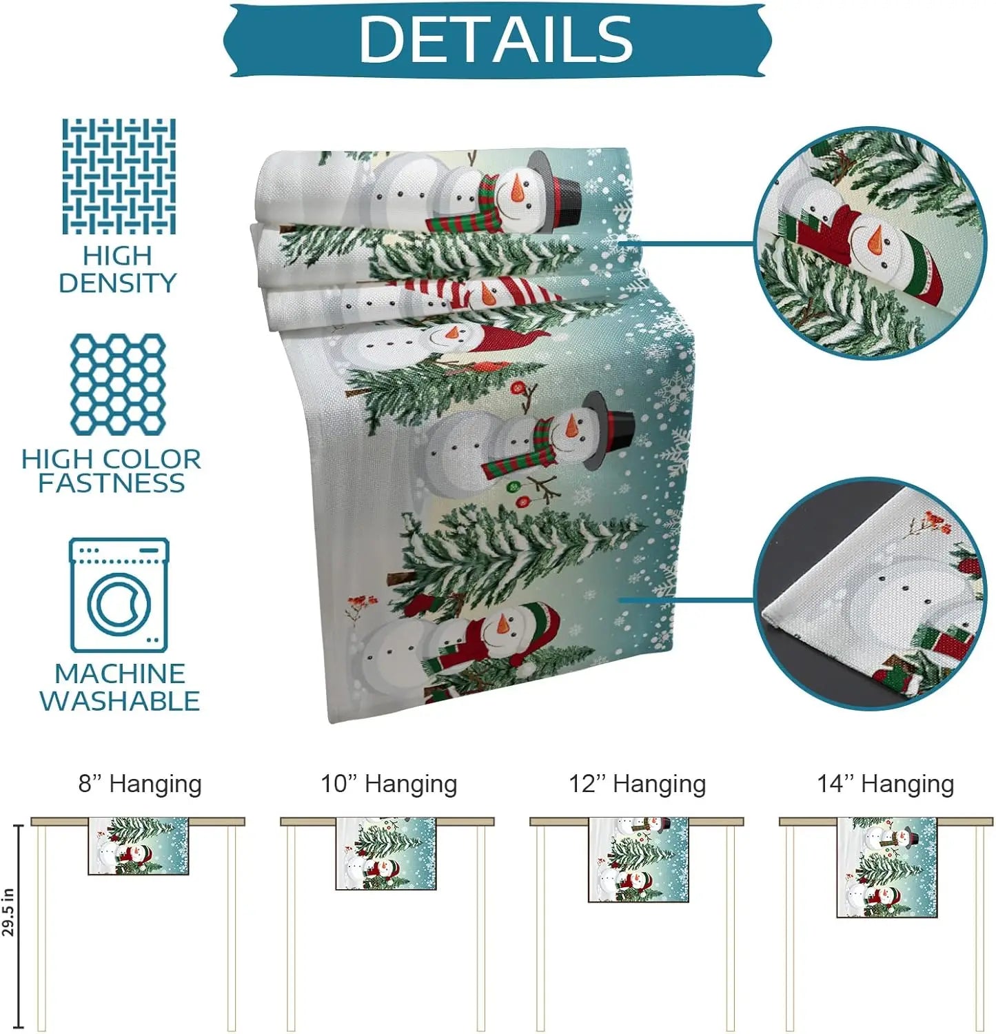 Christmas Snowman Linen Table Runners Dresser Scarf Decorations Reusable Kitchen Home Dining Table Runners Christmas Decorations