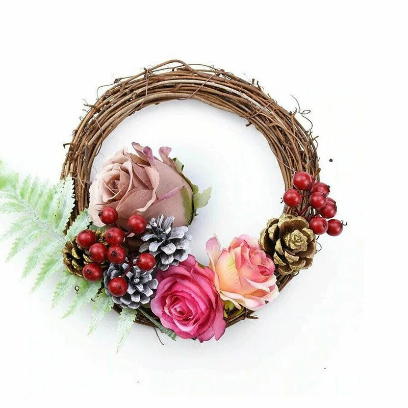 Christmas Artificial Vine Ring Wreath Rattan Wicker Garland Xmas Party Decor DIY  Farmhouse Decor  Rattan Decor Garland