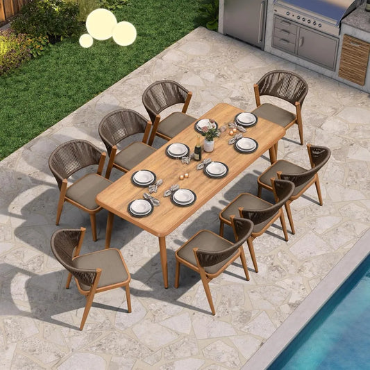 9-Piece Patio Dining Sets , Patio Rattan Furniture Set for Backyard Garden Outdoor Dining Set,All-Weather Metal Table Chair Sets