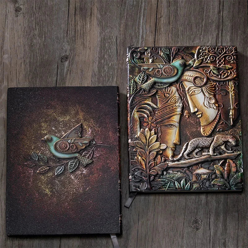 A5 Hardcover Notebook Vintage Legend Character Embossed Diary PU Notepad Travel Planner Journals Office School Stationery