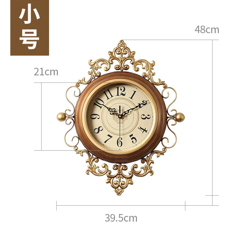 2024 New American Wall Clock Fashion French Vintage Clock Wall Hanging European Living Room Watch Home Vintage Clock