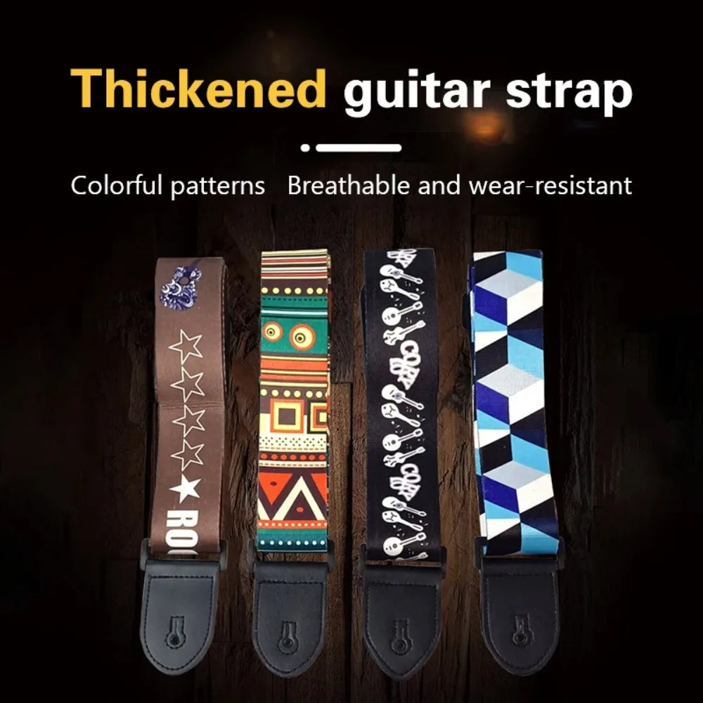 Adjustable Electric Guitar Shoulder Strap Universal Ukulele Guitar Strap Embroidered Bass Belt Musical Instrument Accessories