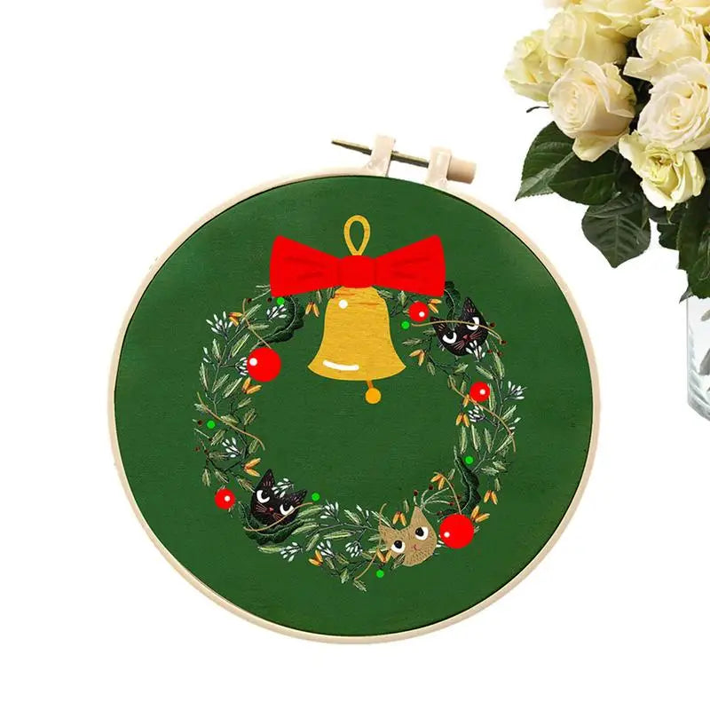 Embroidery Ornament Kit Christmas Ornament Christmas Craft Hand Embroidery Embroidery Kit With Pattern For Thanksgiving Parties