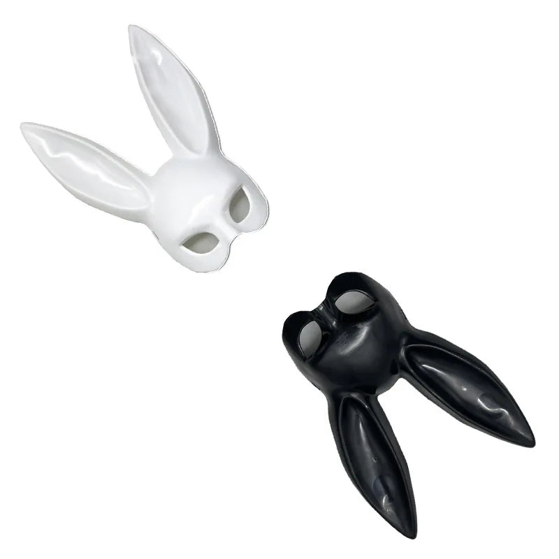 1pcs Black White Rabbit Mask Halloween Party Decoration Party Long Ears Rabbit Bunny Mask Costume Cosplay ﻿