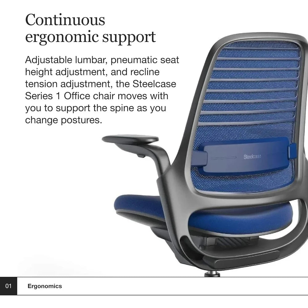 Series 1 Office Chair - Ergonomic Work Chair with Wheels for Carpet - Helps Support Productivity - Weight-Activated Controls,