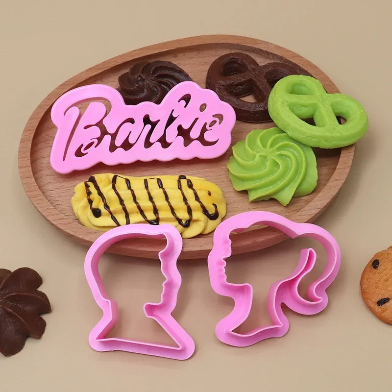 Barbie Cookie Cutter Set Kawaii Kitchen Accessories Pink Cookie Mold Stamp Baking Tools Christmas Molds Party Decoration