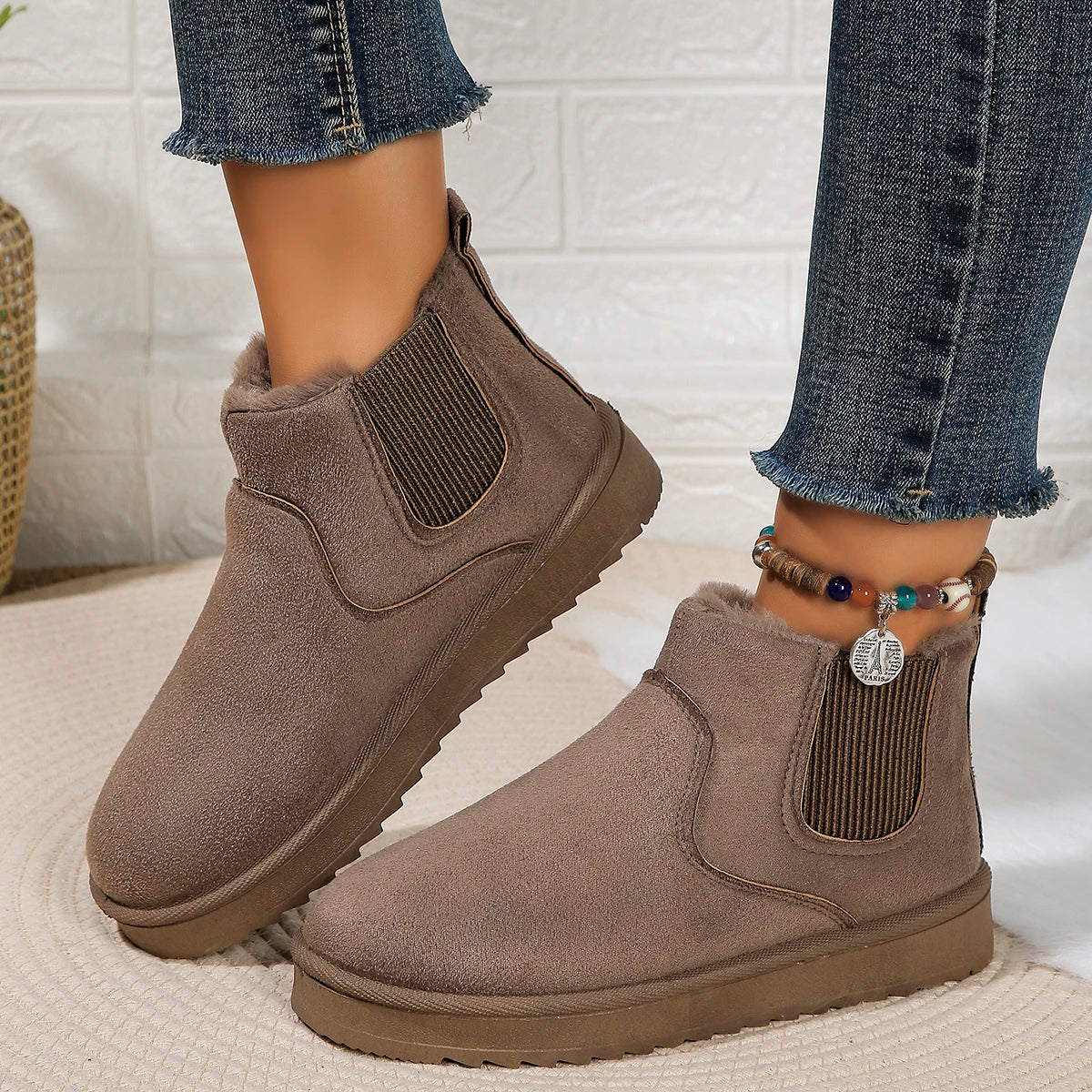 Winter Women Snow Boots Plush Warm Non Slip Waterproof Ladies Flats Sneakers Casual Slip on Female Ankle Boots Botas Mujer