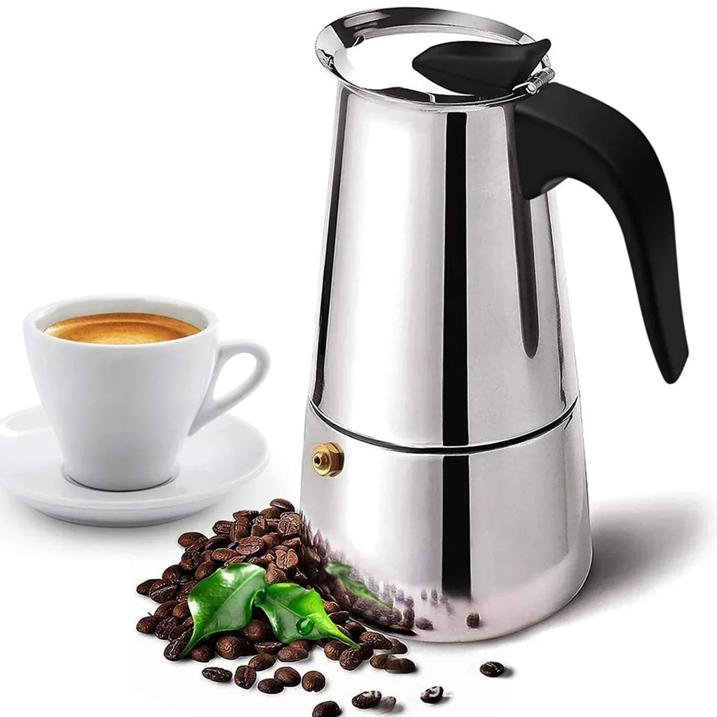 Moka Pot,Classic Stainless Steel Coffee Maker Pots,Espresso American Style Coffee Brewed,2~12 Cups Capacity (100~600 ML)