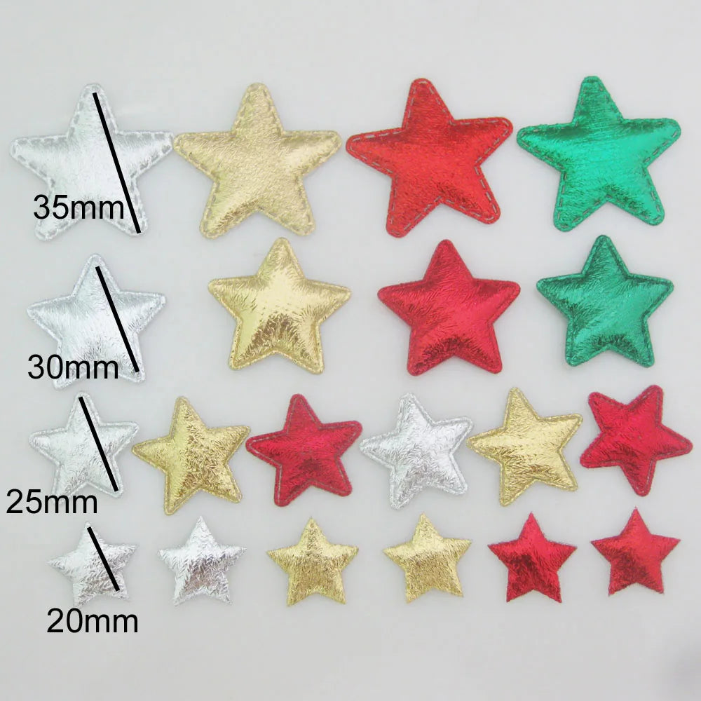 PANNWO 4 Sizes Available 50Pcs Padded Felt Star Appliques Christmas DIY Scrapbooking Craft Accessories