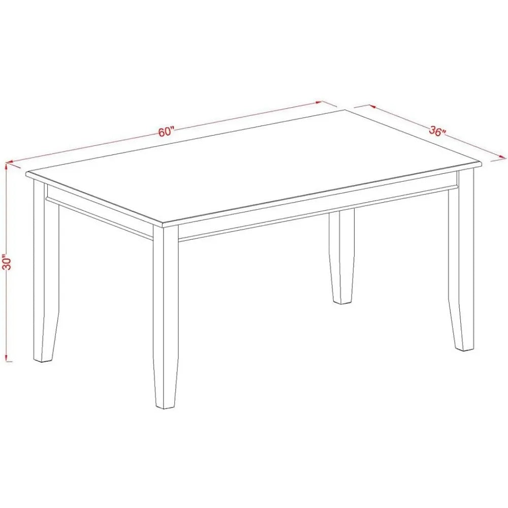 7-Piece Kitchen Table Chairs Set - a Rectangular Modern Kitchen Table - 6 Wood Dining Chairs with Solid Wood Seat & Slatted