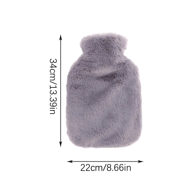 2L Hot Water Bag Protective Case Winter Removable Plush Cover Cold-proof Warm Faux Fur Fleece Cover Heat Preservation Covers