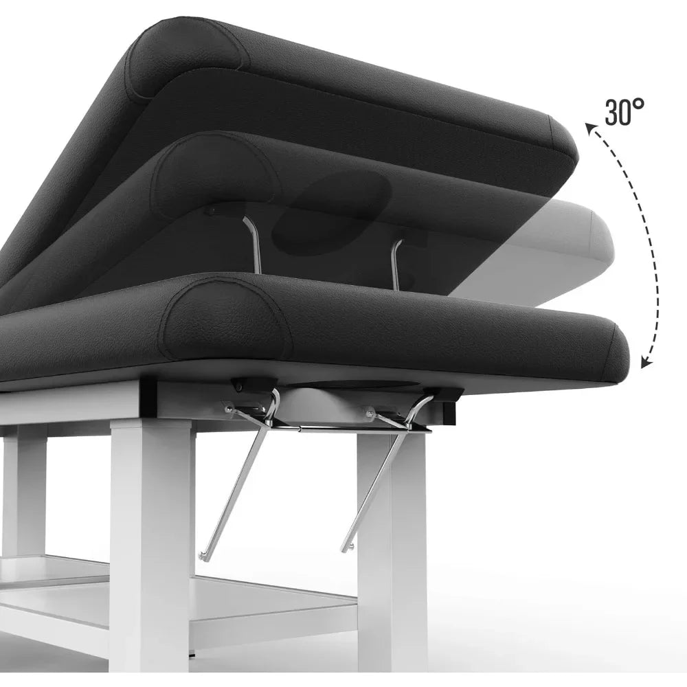 Stationary Massage Table with Open-Chest & Headrest,Thickening Metal Frame & PU Leather Spa Facial Professional Massage Bed