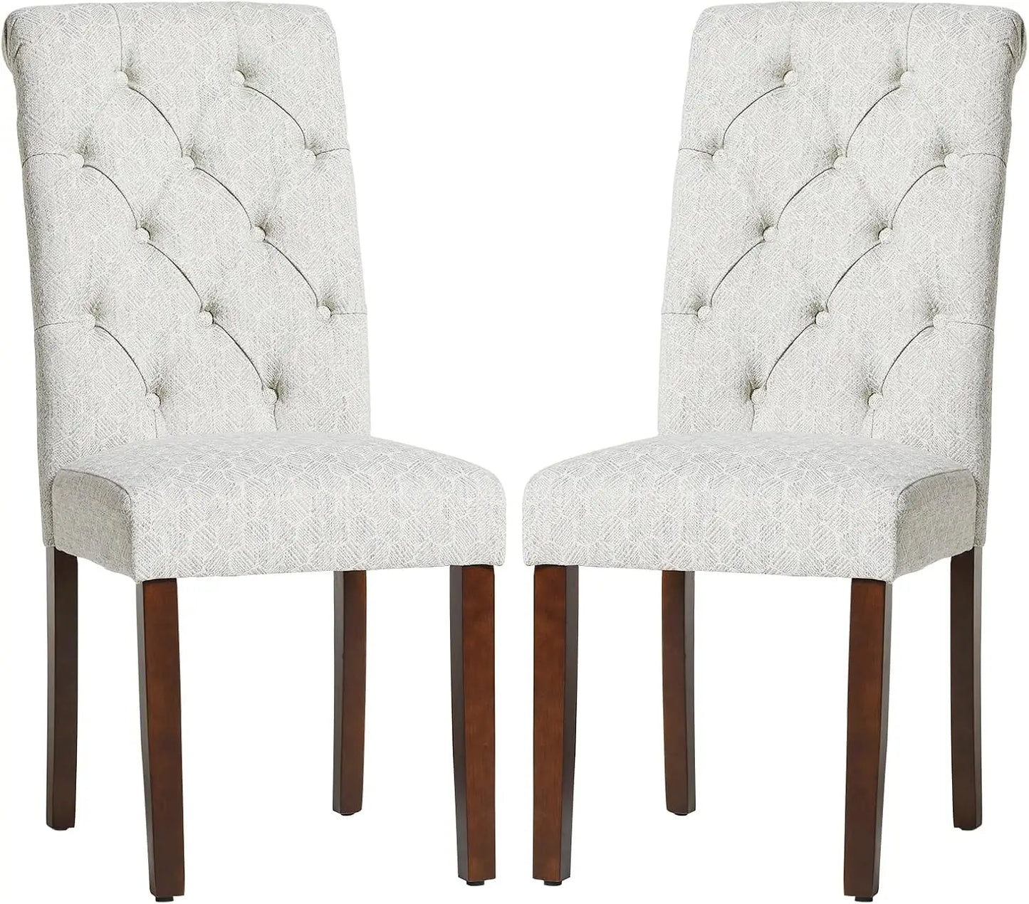 Tufted Dining Room Chairs Set of 2,Upholstered Fabric Side Stylish Kitchen Chairs with Solid Wood Legs and Padded Seat