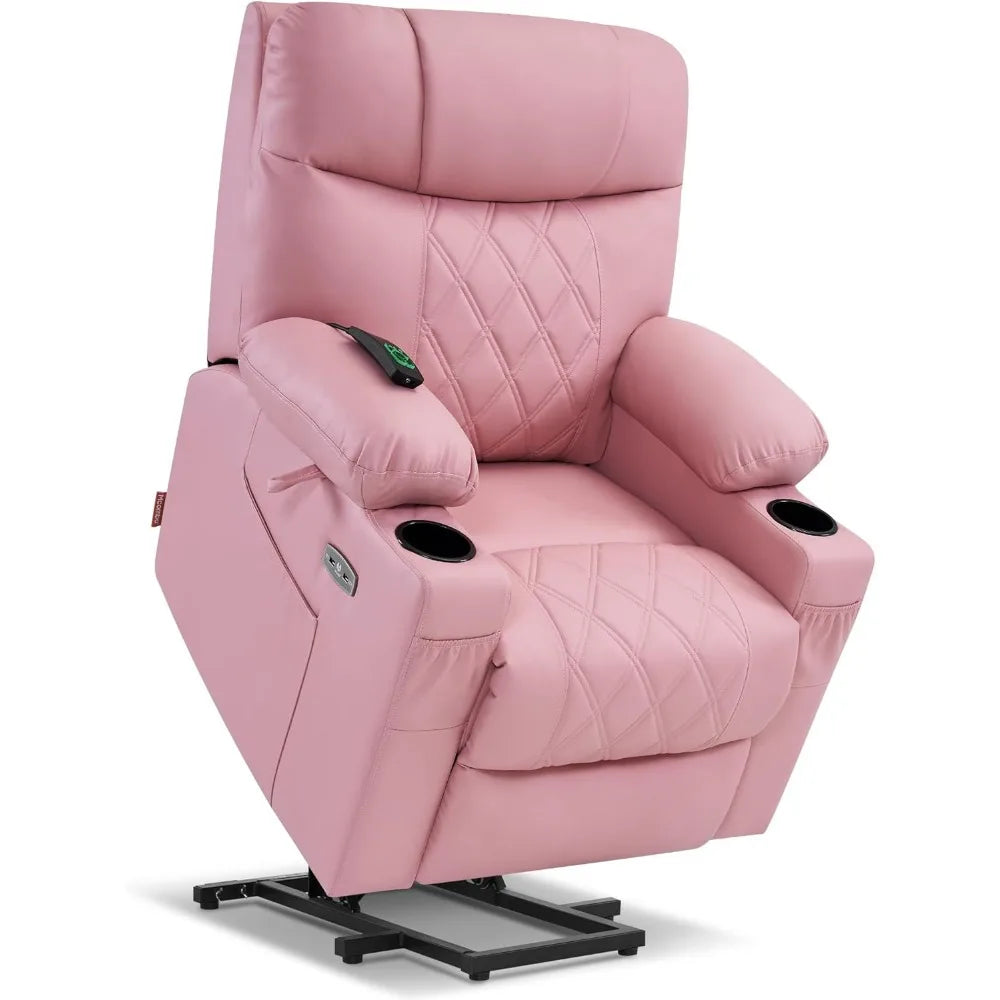 Small Size Power Lift Recliner Chair Sofa with Massage and Dual Heating, Adjustable Headrest for Elderly People Petite,USB Ports