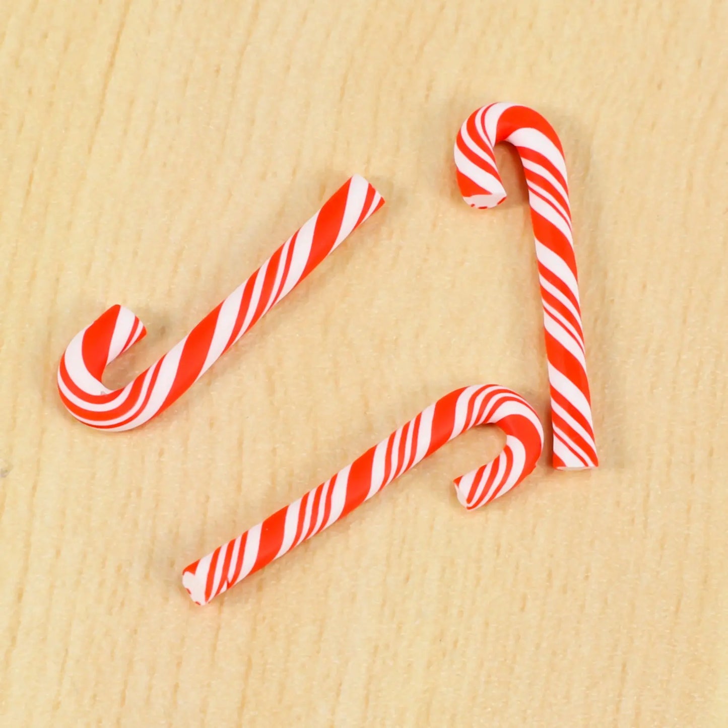 50Pcs Red And White Handmade Christmas Candy Cane Kawaii Miniature Food Dollhouse Home Decor