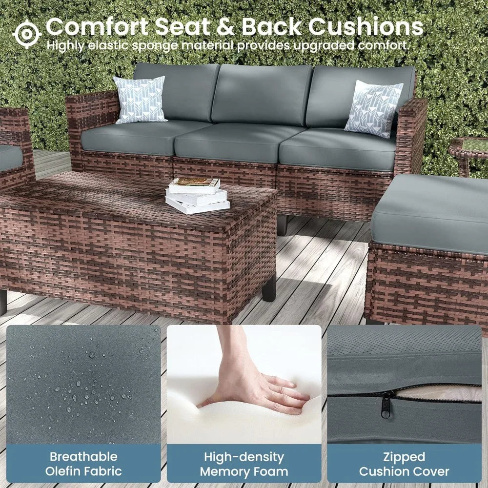 Patio FurnitureSet, Outdoor Furnitures Sectional Sofa with Swivel Chairs, for Balcony Backyard, Garden Furniture Sets