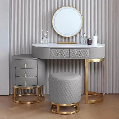 Vanity Desk ,with LED Lighted Mirror Dressing Makeup Table with Storage Drawers & Vanity Stool, Vanitys Desk