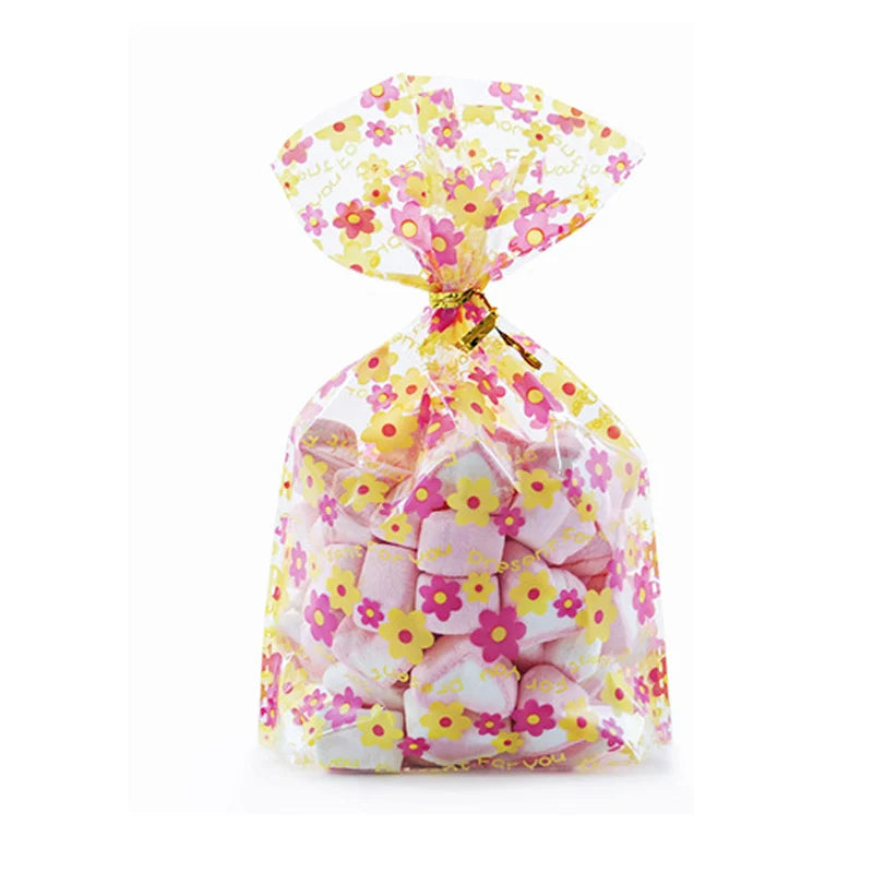 50pcs 16*24cm Plastic Bag For Sweets Cookie Wrapping Anniversaire Wedding Christmas Gift Bag Navidad Decorations Bag