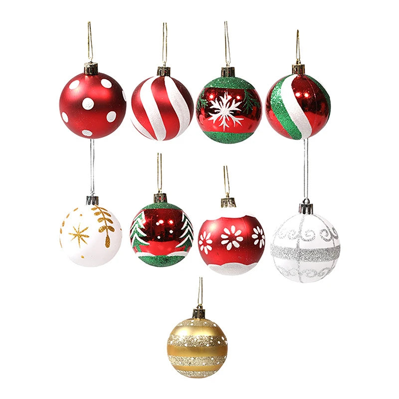 6Pcs 6CM Snow Christmas Balls Pendants For Christmas Tree Decoration Party Hanging Ornaments Xmas Navidad Decor