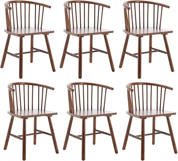 Wooden Dining Chairs Set of 4 Farmhouse Spindle Dining Room Chairs with Arms/Wide Curved Back Modern Kitchen