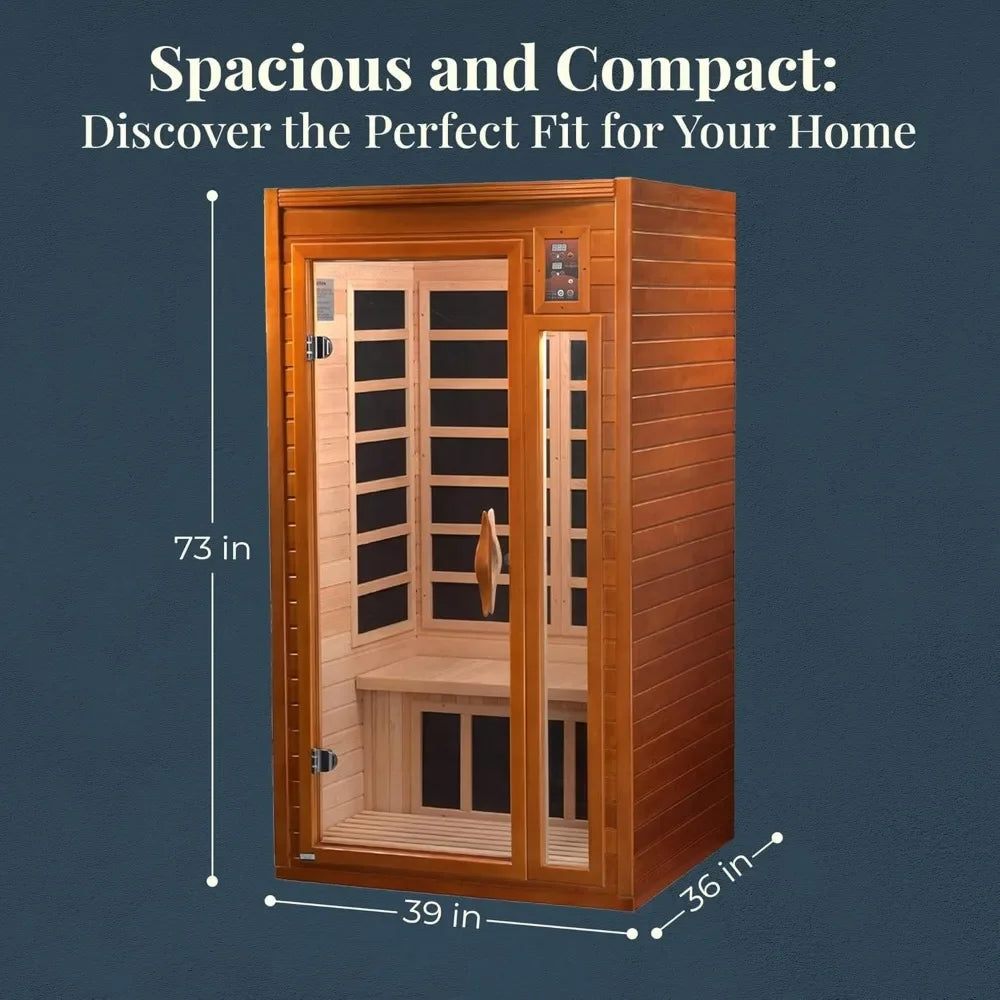 Sauna room with Bluetooth capability and 2 dynamic speakers for up to 2 People Music System Home Sauna with Infrared Lighting