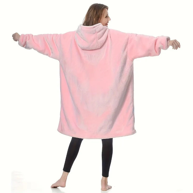 1 Super Large Hoodie Blanket, Wearable Double-sided Blanket Hoodie, Super Soft Comfortable Snuggling Hoodie, Fluffy Pullover