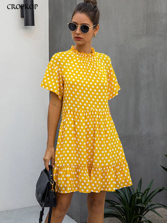 Black Dress Polka-dot Women Summer Sundresses