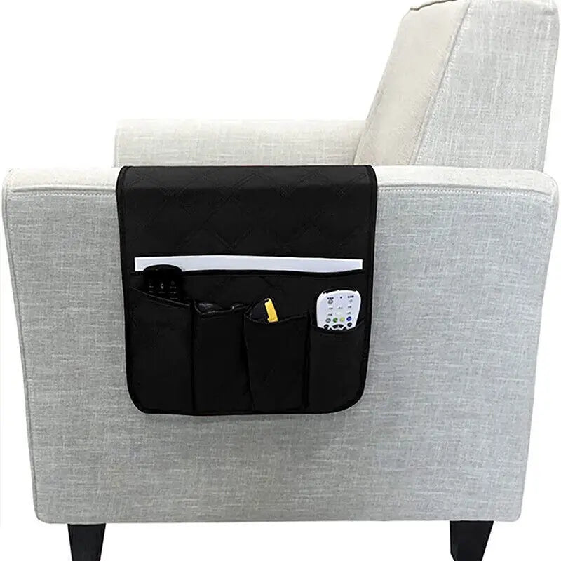 Sofa Armrest Organizer with 5 Pockets and Cup Holder Tray Couch Armchair Hanging Storage Bag for TV Remote Control Cellphone