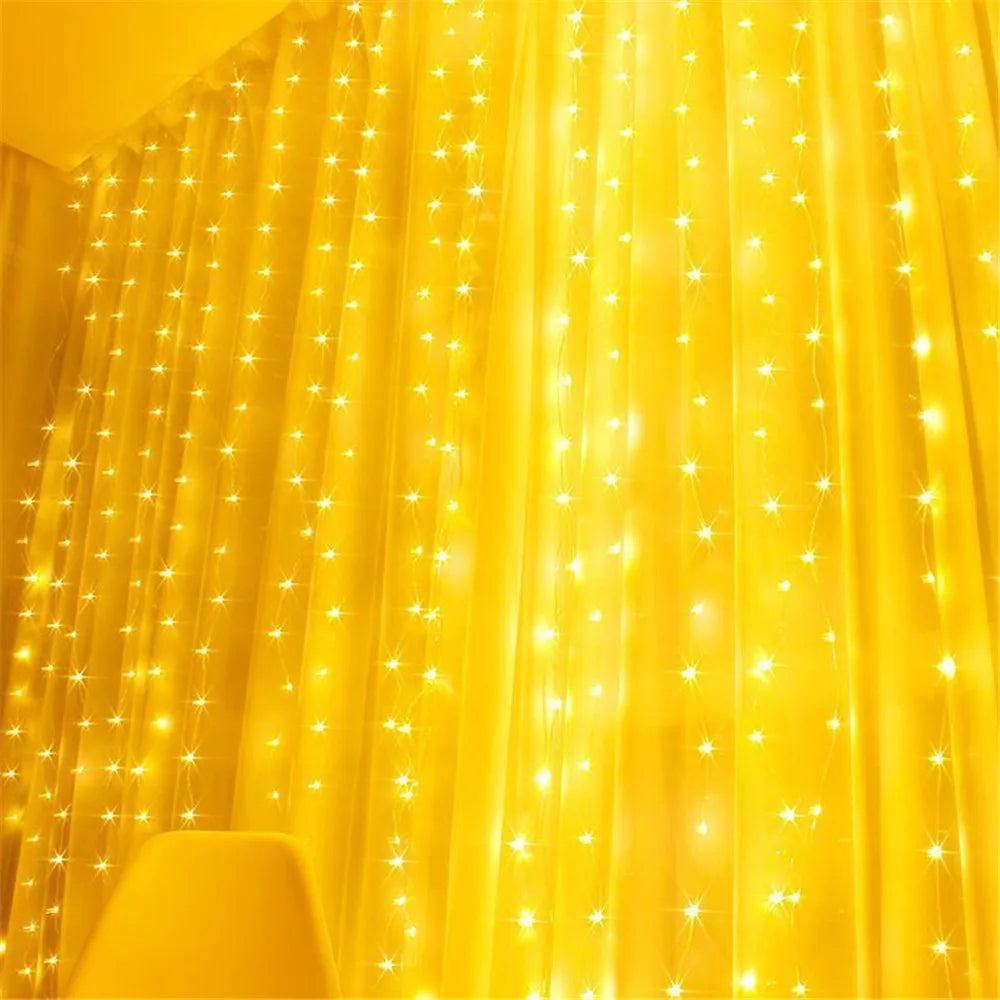 Christmas Decoration for Home Curtain LED String Lights Remote Control Wedding Fairy Garland Light for Bedroom Outdoor Home