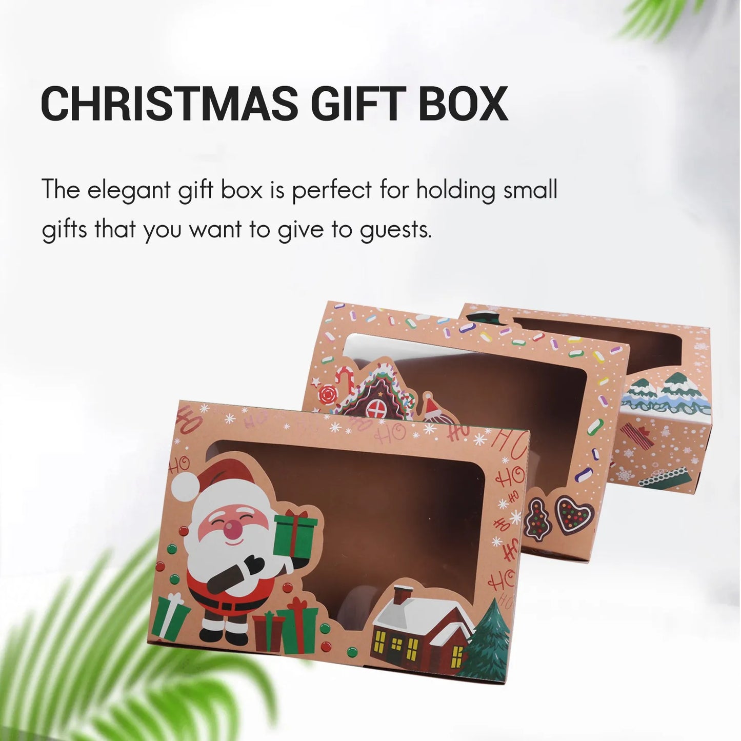 12Pcs Kraft Paper Portable Box Favor Holders Goody Candy Box Cookie Boxes for Christmas