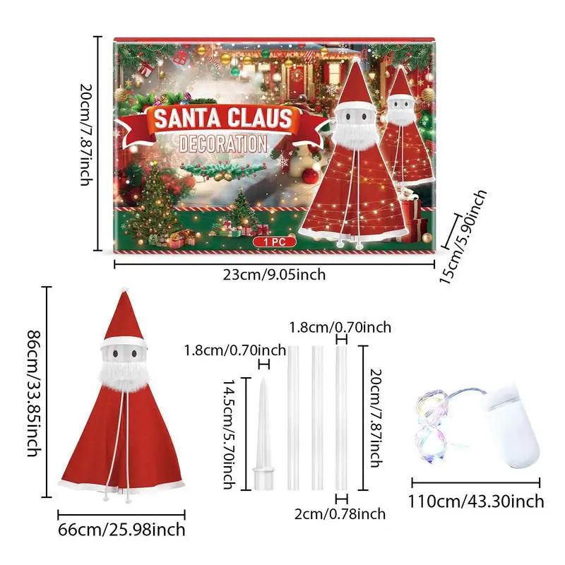 Lighted Santa Claus Decorative Christmas Santa Yard Signs Waterproof Pathway Lights Outdoor Lawn Stakes Patio Decor For Holiday