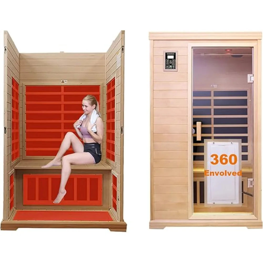 Sauna Home,con 1750 W, 9 Calentadores EMF Bajos, Precalentamiento De 10 Minutos, Sala De Sauna De Madera De Infrarrojos Lejanos