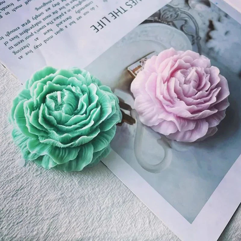 3D Large Peony Silicone Candle Mold DIY Handmade Creative Flower Aromatherapy Plaster Resin Soap Making Supplies Kit Home Gifts