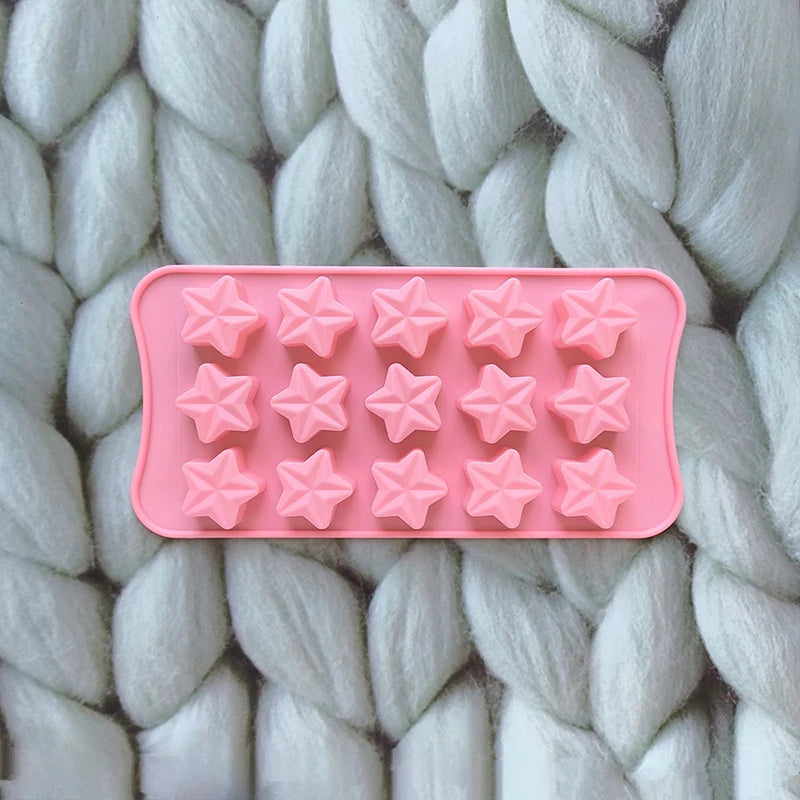 15 Cavity Five-Pointed Star Silicone Chocolate Mold Jelly Fudge Christmas Candy DIY Mold Ice Cube Cake Decoration Baking Mold