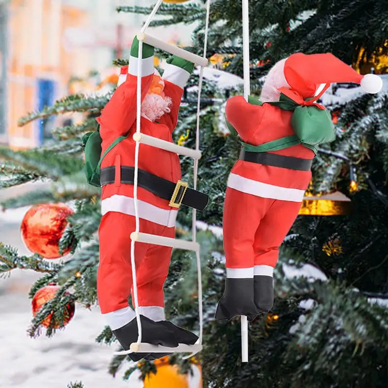 60CM Christmas Santa Claus Climbing Rope Ladder Santa Claus Christmas Tree Decorations Outdoor Santa Claus Doll Pendant