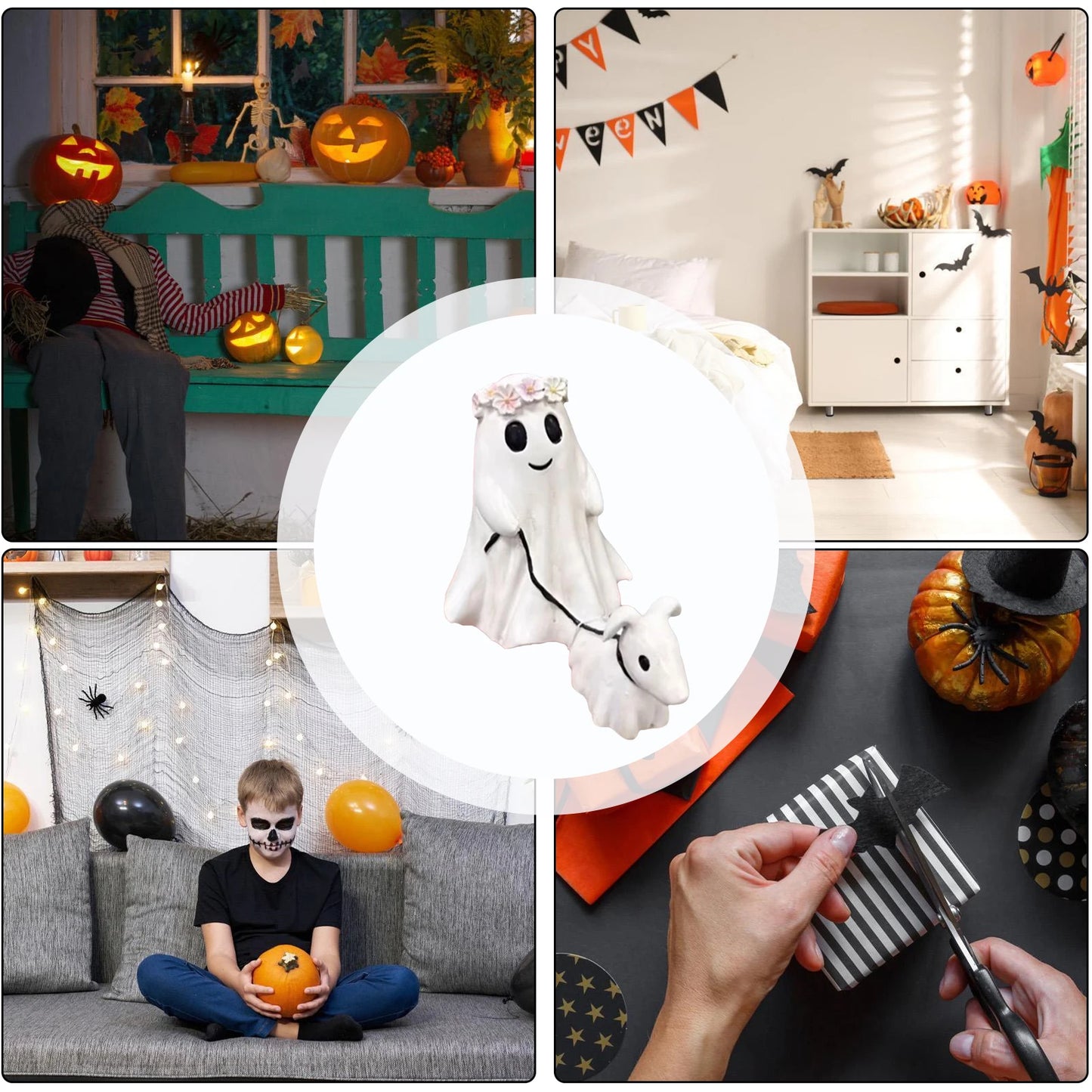 Ghost Walking Dog Statue Halloween Ghost Walking Dog Statue Halloween Creative Ghost Walking His Ghost Dog Desk Decoration