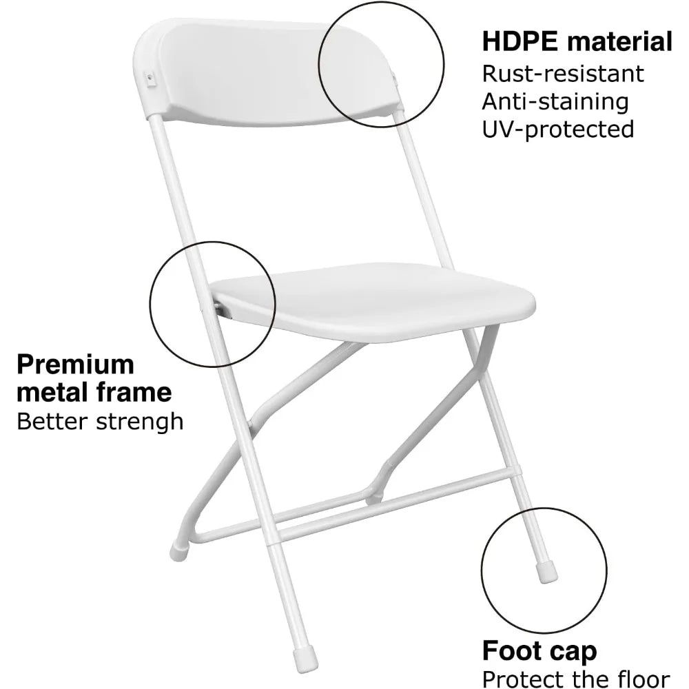 10 Pack White Folding Chairs,Portable ,Stackable  with Steel Frame for Office Wedding Party Patio Dinning Events,350lbs Capacity