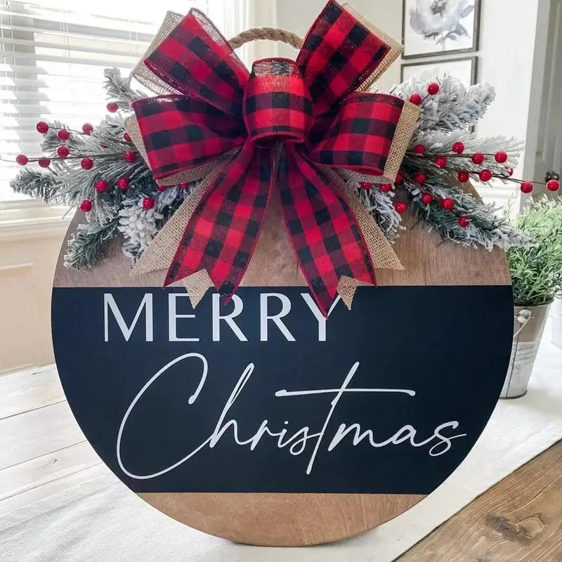 Merry Christmas Wooden Sign Wooden Christmas Front Door Sign Festive Door Signs For Home Durable Christmas Door Sign Christmas