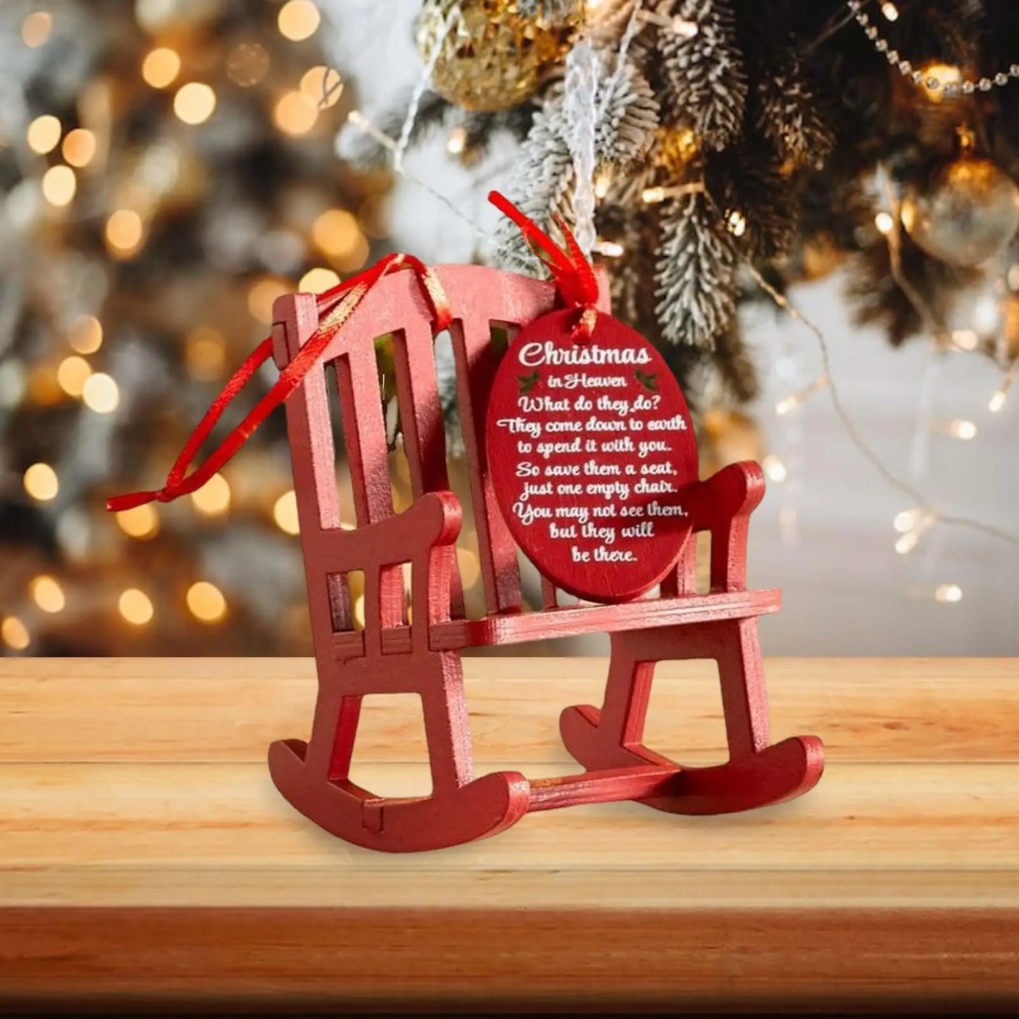 Mini Christmas Rocking Chair Ornament with Tag Sign Anniversary Holiday