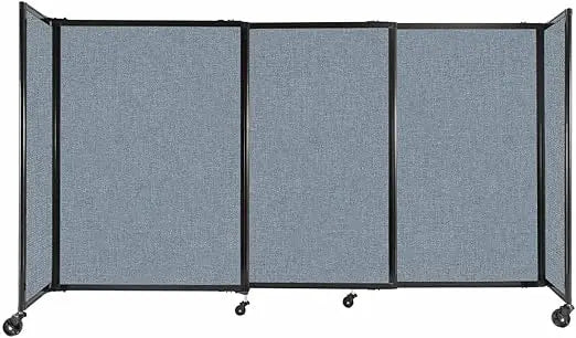 Sliding Portable Wall Partition | Freestanding Office Dividers | Locking Wheels,7'2'' Wide X 4' Tall Lime Green Fabric Panels