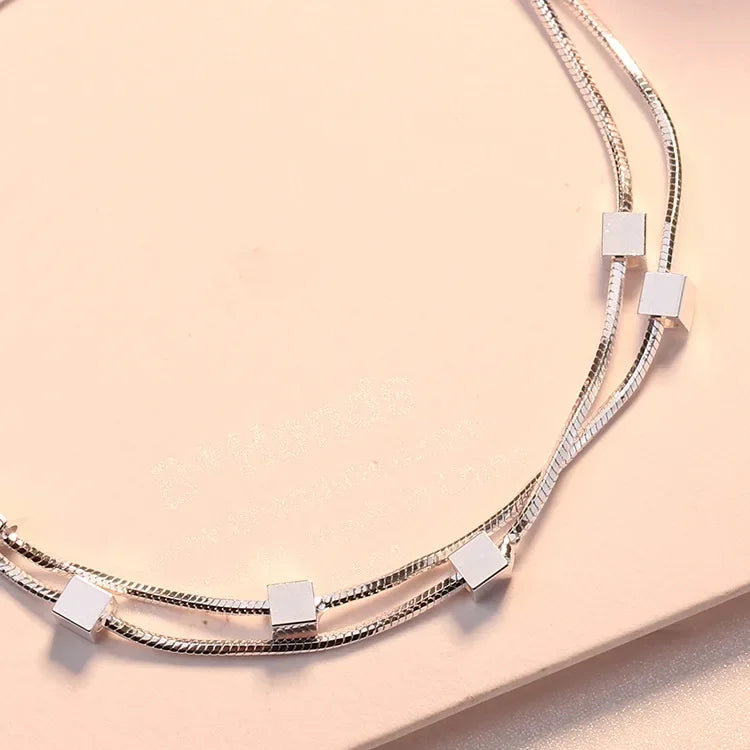 Neue 925 Sterling Silber Kreative Quadrat Kette Armbänder Für Frauen Mode Hohe Qualität Schmuck Hochzeit Party Weihnachten Geschenke