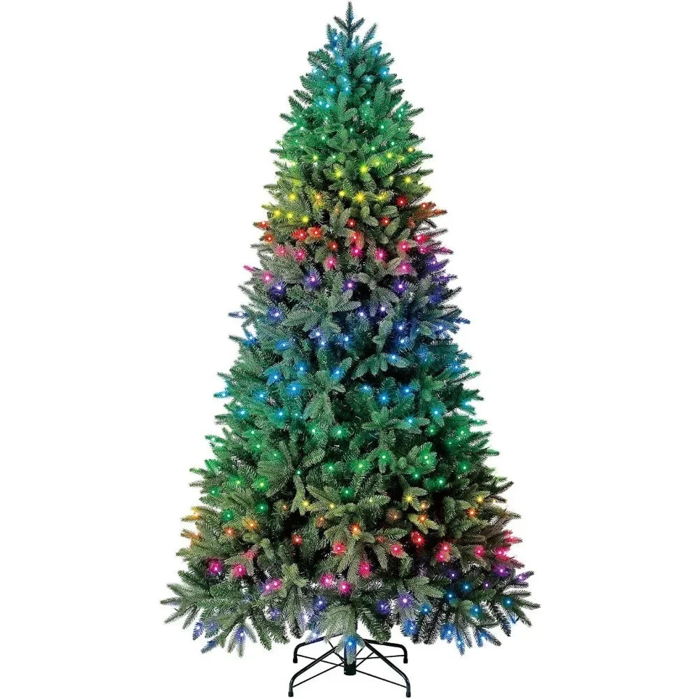 Artificial Christmas Tree 7.5 ft Twinkly Pre-Lit Aspen Pine Quick Set , App-Controlled Multi-Color RGB Lights Christmas Tree