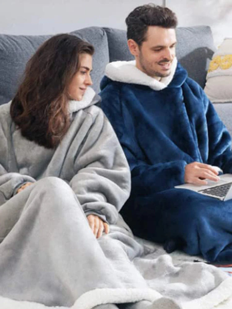 Oversized Hoodie Blanket Women Winter Warm Plush Hoodies Sweatshirt Men Loose Casual Super Long TV Blanket Giant Hoodie Blankets