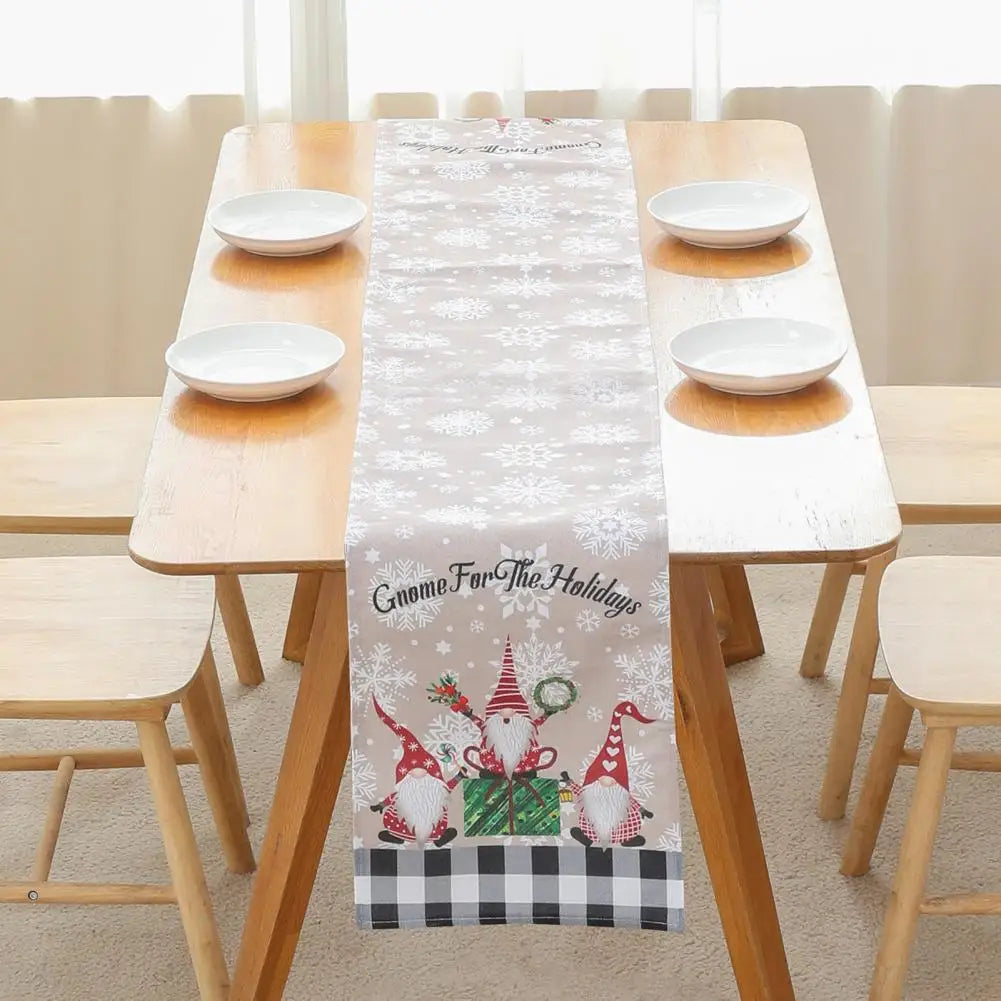 Christmas Table Runner Holiday Table Runner Festive Snowflake Gnome Print Table Runner Durable Exquisite Christmas for Home