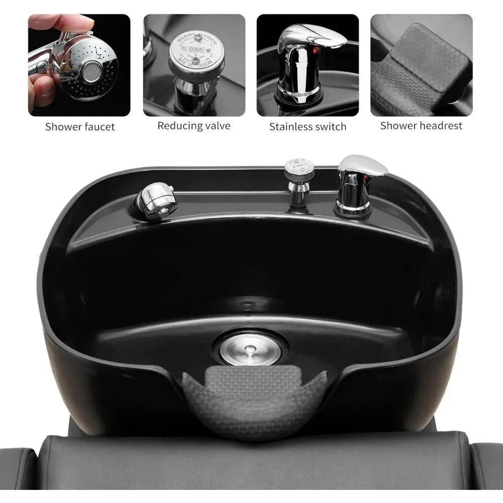 Shampoo Bowl and Chair Set, for Salons,Backwash Barber Chair, Hair Washing Station for Hair Stylist Beauty Spa ,Shampoo Chairs