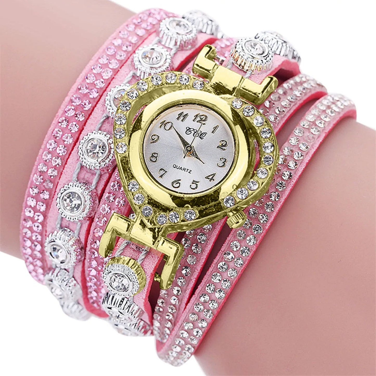 Women'S 2024 Watch Vintage Luxury Rhinestone Crystal Bracelet Alloy Dial Analog Quartz Movement Wrist Watch Fashion Reloj Mujer